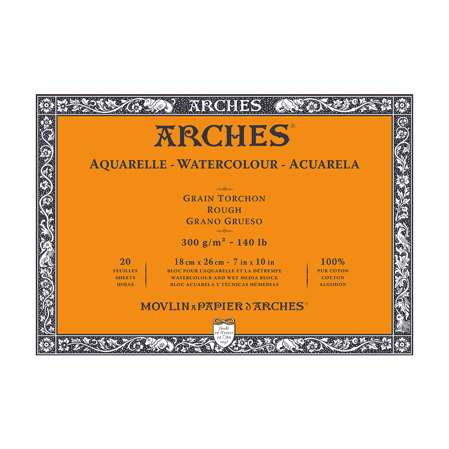 Bloc acuarelă ARCHES Rough alb natural 300 g/m² 10 – 31 cm - 20 file