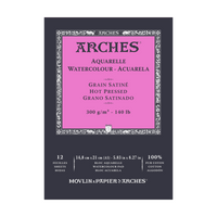 Bloc acuarelă ARCHES satinat HP alb natural 300 g/m² A5 – A3 - 12 file
