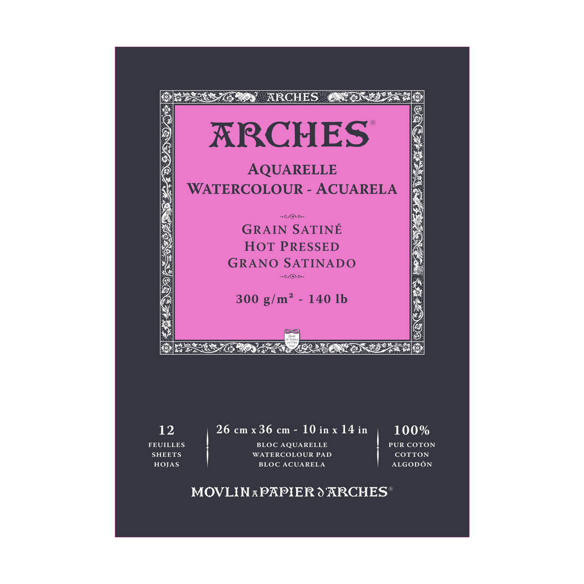 Bloc acuarelă ARCHES satinat HP alb natural 300 g/m² A5 – A3 - 12 file