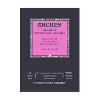 Bloc acuarelă ARCHES satinat HP alb natural 300 g/m² A5 – A3 - 12 file