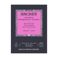 Bloc acuarelă ARCHES satinat HP alb natural 300 g/m² A5 – A3 - 12 file