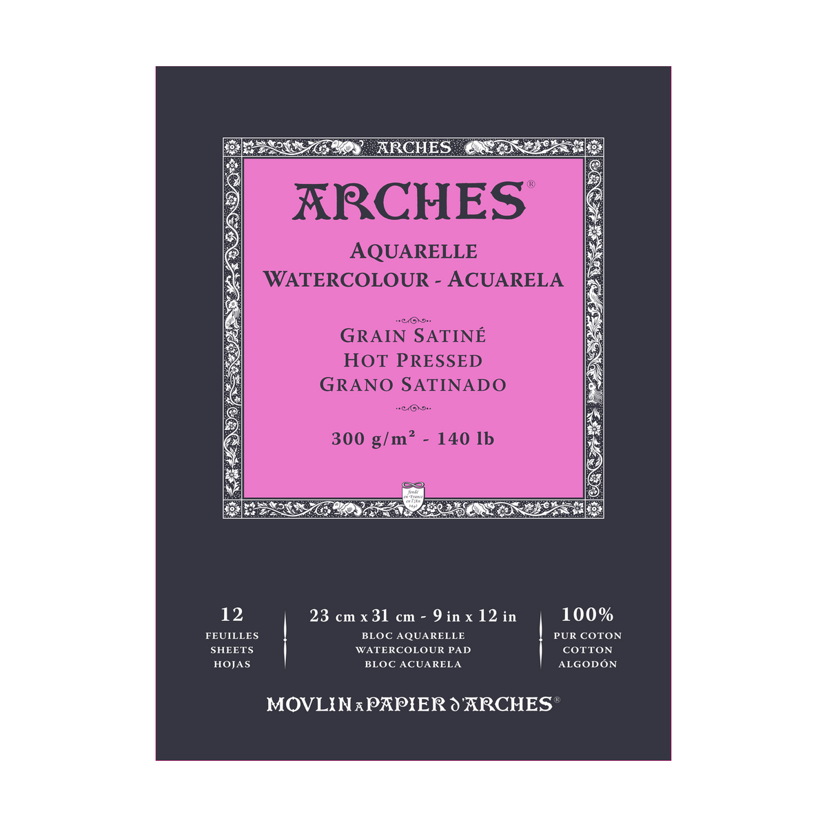 Bloc acuarelă ARCHES satinat HP alb natural 300 g/m² A5 – A3 - 12 file