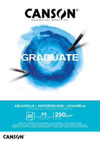 Bloc acuarelă Canson Graduate CP 250 g - 20 file, A5 lipit