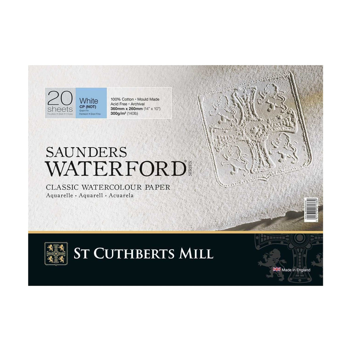Bloc acuarelă CANSON St Cuthberts Saunders Waterford CP alb 300 g/m² 20 file – 26 – 51 cm