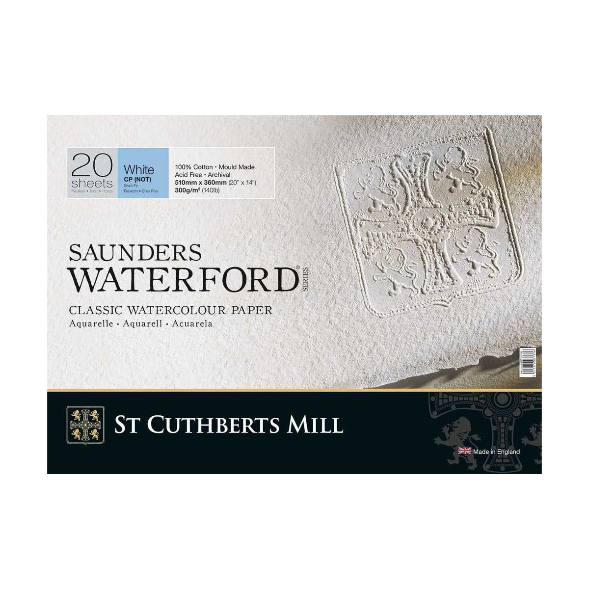 Bloc acuarelă CANSON St Cuthberts Saunders Waterford CP alb 300 g/m² 20 file – 26 – 51 cm