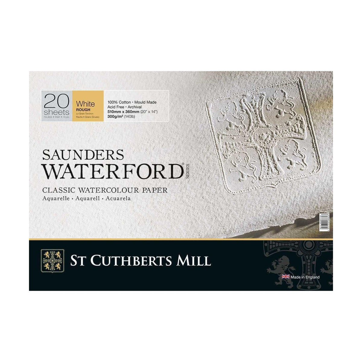 Bloc acuarelă CANSON St Cuthberts Saunders Waterford Rough 300 g/m² 26 – 51 cm - 20 file