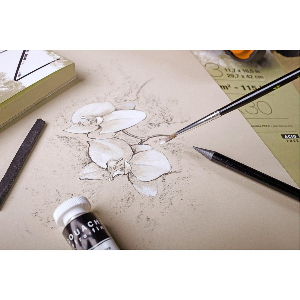 Bloc Clairefontaine Paint'On Mix Media 250 g 30 file lipit Natural