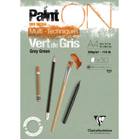 Bloc Clairefontaine Paint'On Mix Media 250 g cu foi lipite – 30L A4 Verde Gri