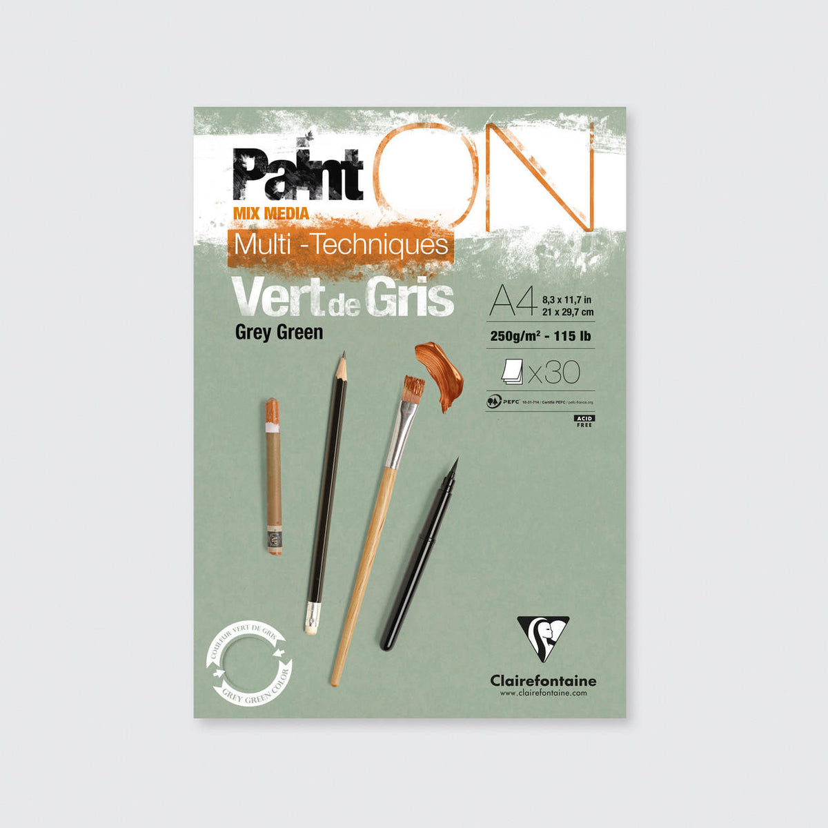 Bloc Clairefontaine Paint'On Mix Media 250 g cu foi lipite