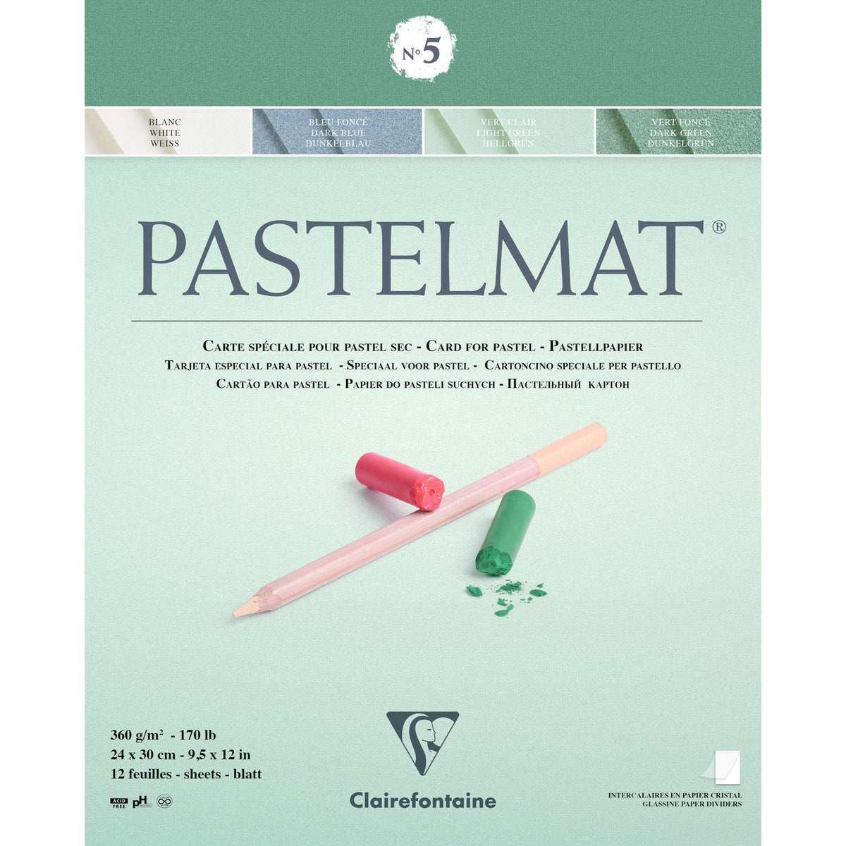 Bloc Clairefontaine Pastelmat nr. 360 g 12F x 30 cm lipit – 5 24