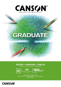 Bloc de desen Canson Graduate alb 160 g/m² 30 file A5 lipit