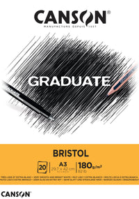 Bloc de desen CANSON Graduate Bristol 180 g/m² - 20 file, A3, lipit