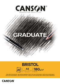 Bloc de desen Canson Graduate Bristol 180 g/m² - 20 file, A5 lipit
