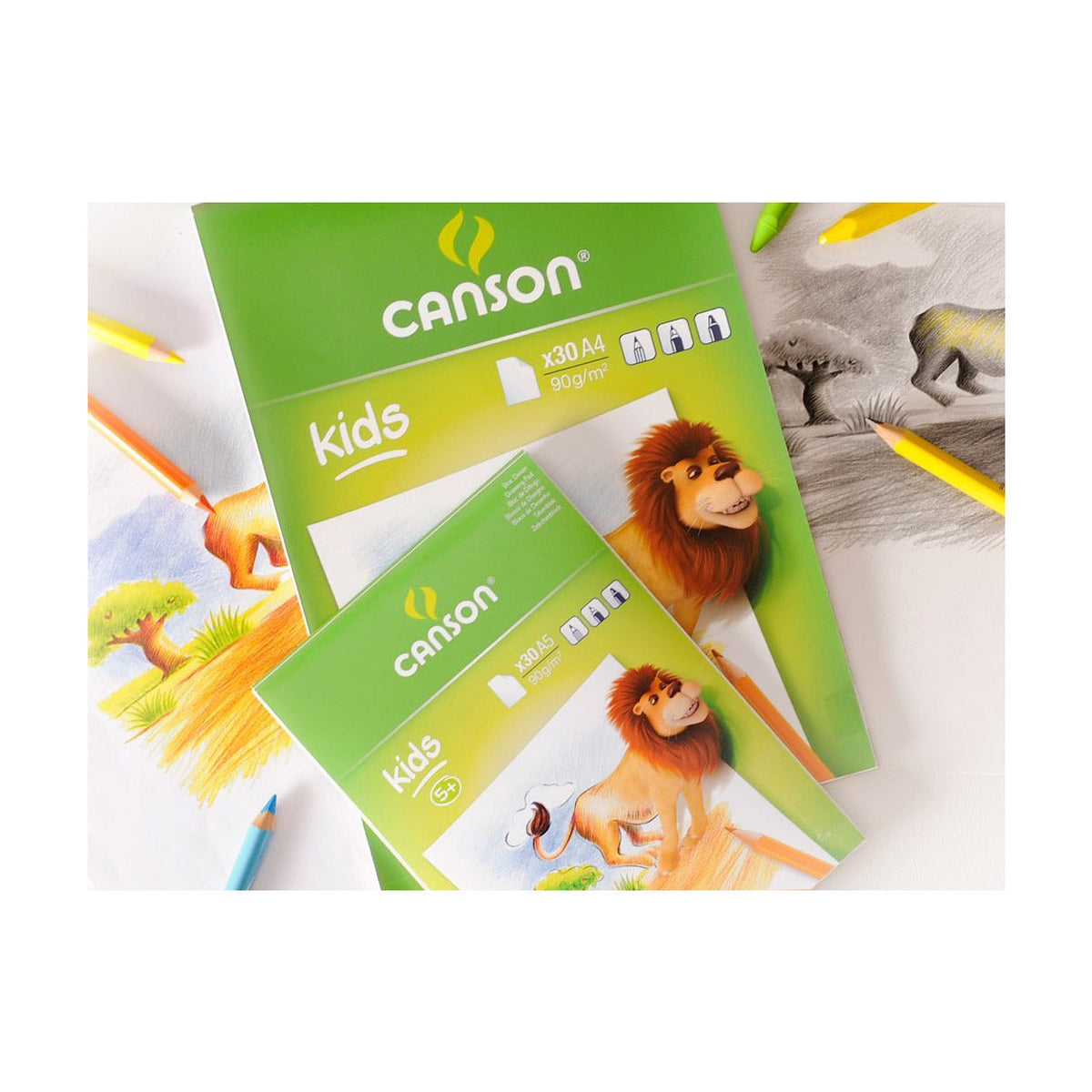 Bloc de desen CANSON Kids 90 g/m² – 30 file, formate A5 – A4