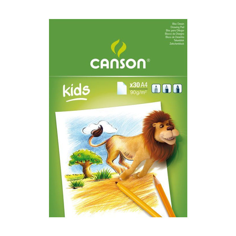 Bloc de desen CANSON Kids 90 g/m² – 30 file, formate A5 – A4