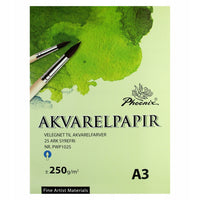 Bloc de hârtie pentru acuarelă Phoenix 250 g/m², 210 × 297 mm sau 297 × 420 mm – format la alegere