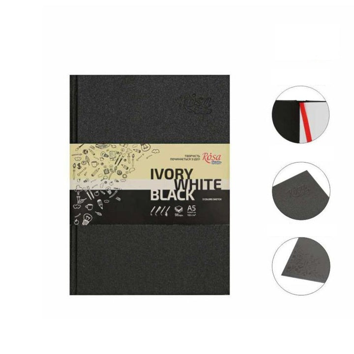 bloc de schițe rosa studio ivory alb pagini negre a5