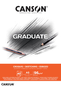 Bloc de schițe CANSON Graduate 96 g/m², 40 file, A5, lipit