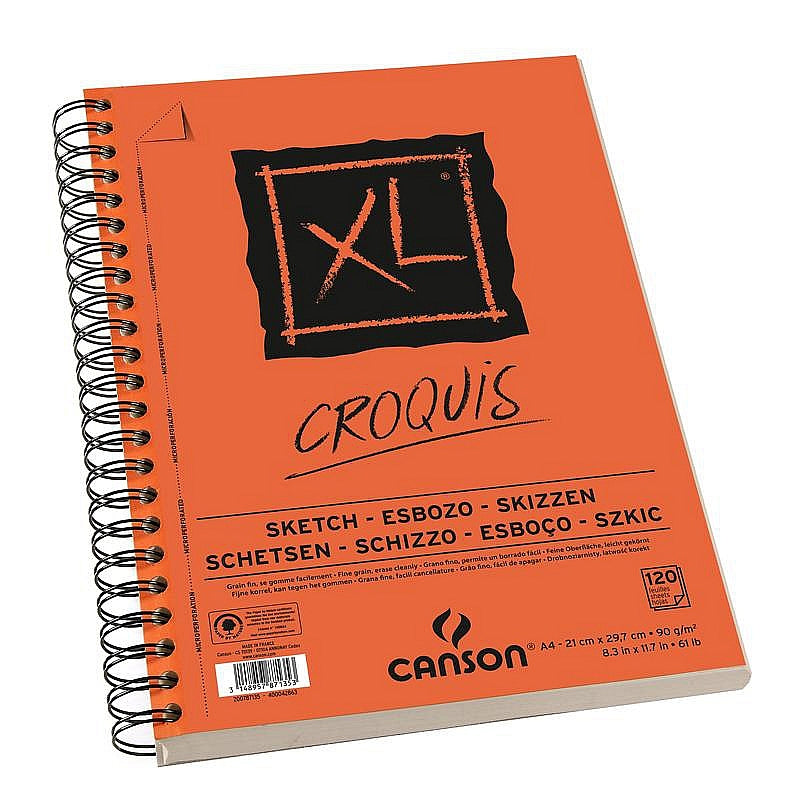 Bloc de schițe CANSON XL Croquis A5, 90 g/m², 60 file, spirală pe latura scurtă/stânga
