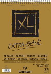 Bloc de schițe CANSON XL Extra Blanc 90 g/m² 120 file A3 cu spirală superioară