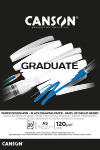 Bloc de schițe negru CANSON Graduate 120 g/m² 20 file A5 lipit