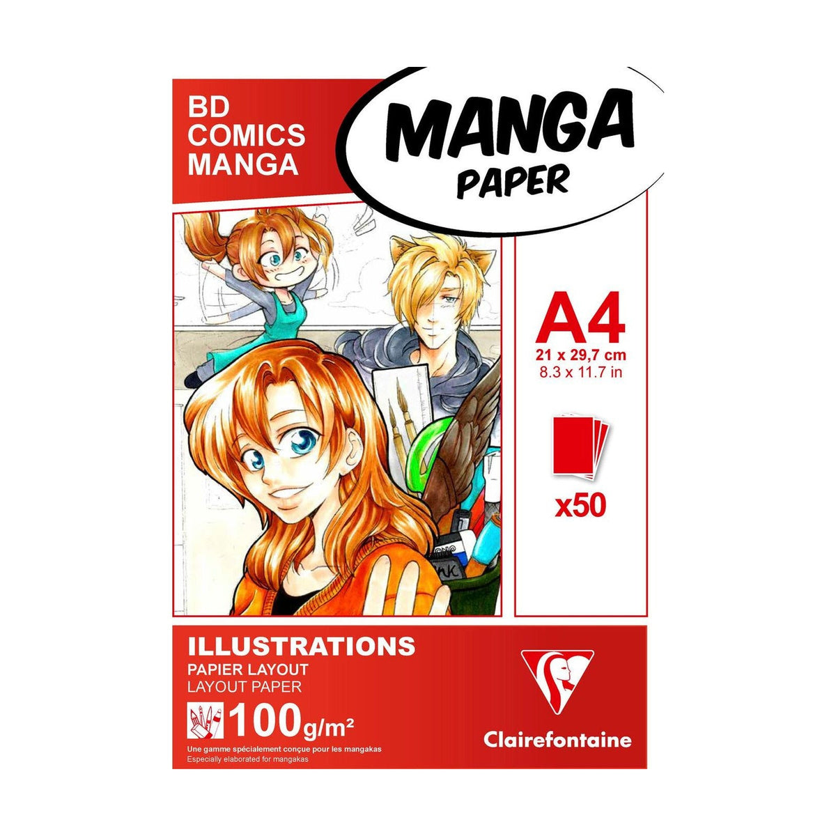 Bloc desen Manga Layout Clairefontaine 100 g/m² A5 – A3 - 50 file