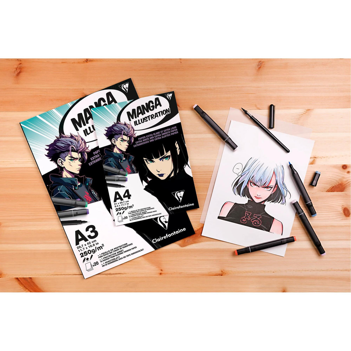 Bloc hârtie CLAIREFONTAINE Manga Illustration 250 g/m² A5 – A3 - 20 file