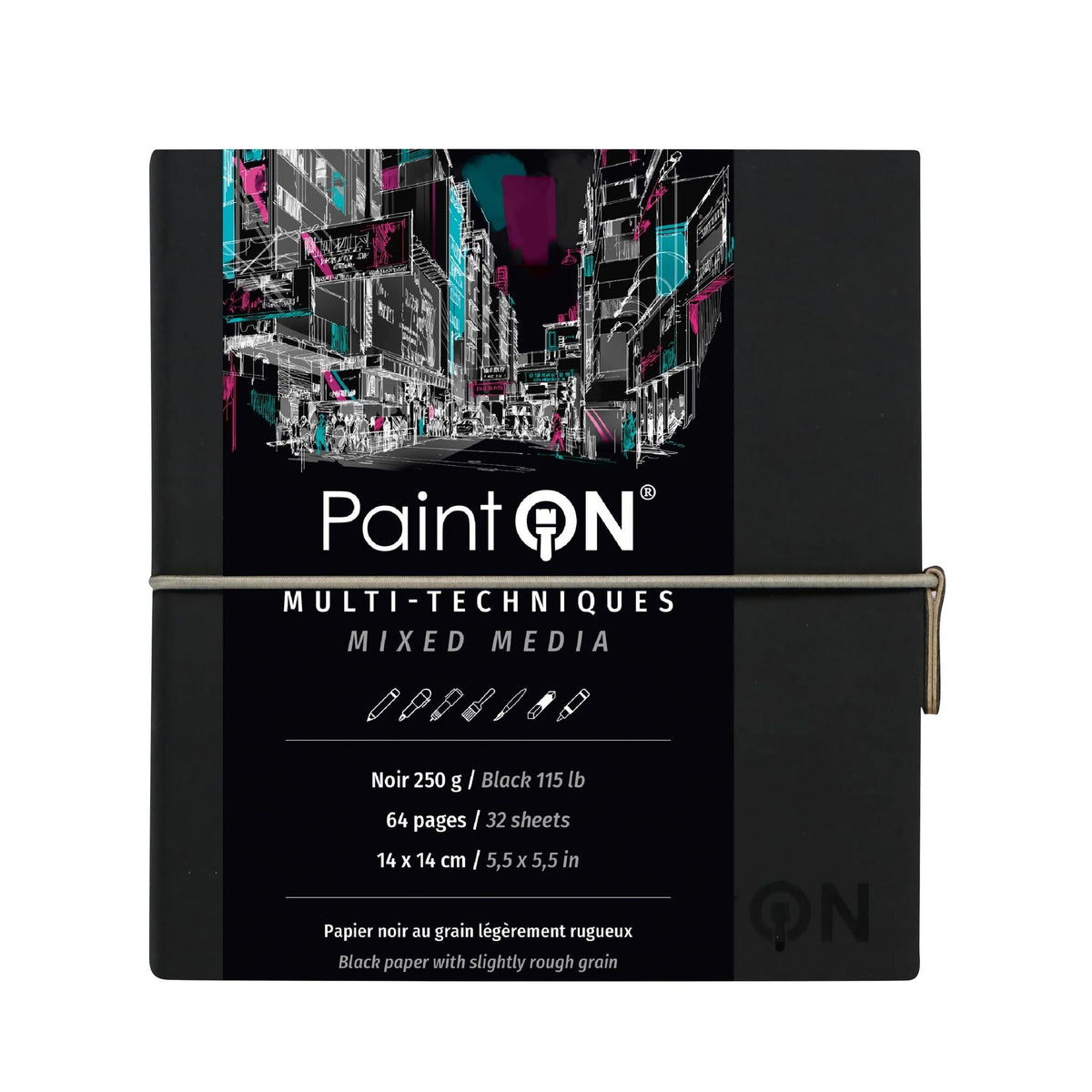 Bloc hârtie CLAIREFONTAINE Paint'On negru 250 g/m² - 32 file (A5 – 14 x 14 cm)