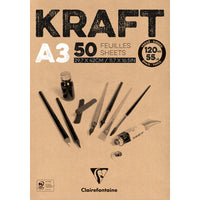 Bloc hârtie kraft lipită Clairefontaine – 120 g 50 file A3