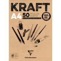 Bloc hârtie kraft lipită Clairefontaine – 120 g 50 file A4