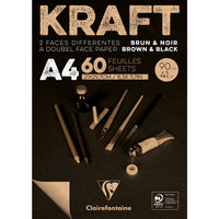 Bloc hârtie kraft lipită Clairefontaine – 90 g 60 file A4 Maro și Negru
