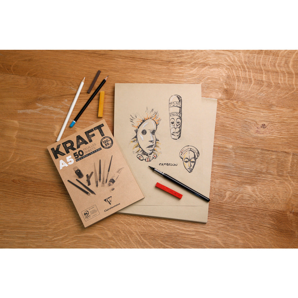 Bloc hârtie kraft lipită Clairefontaine