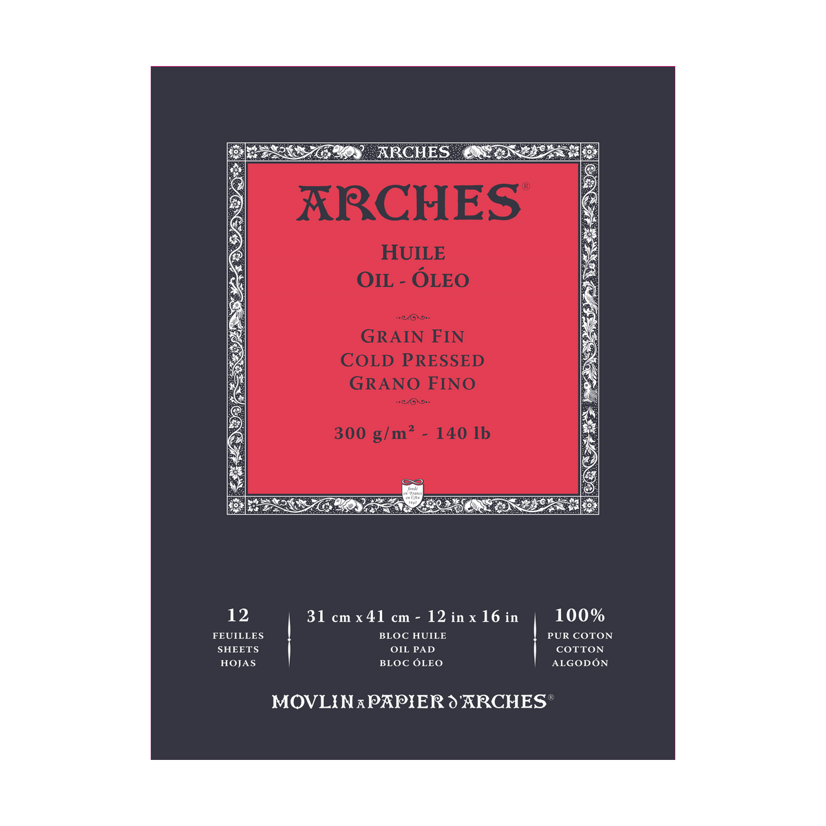 Bloc hârtie pictură în ulei ARCHES Huile CP 300 g/m² 23 × 31 cm – 12 file