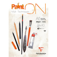 Bloc mix media CLAIREFONTAINE Paint'On alb A5 250 g/m² - 40 file