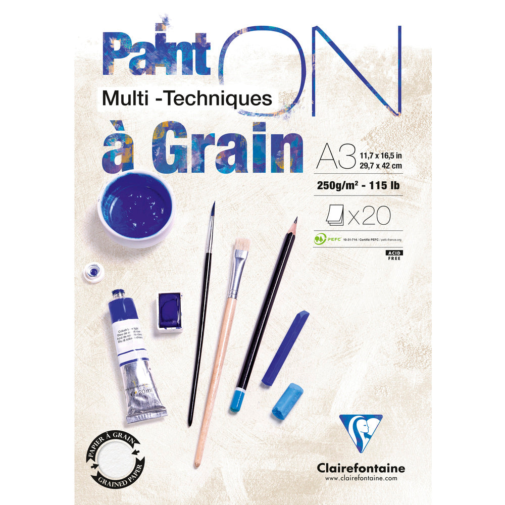 Bloc mixed media CLAIREFONTAINE Paint'On a grain 250 g – 20 file