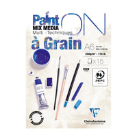Bloc mixed media CLAIREFONTAINE Paint'On a grain 250 g/m² A6 - 15 file