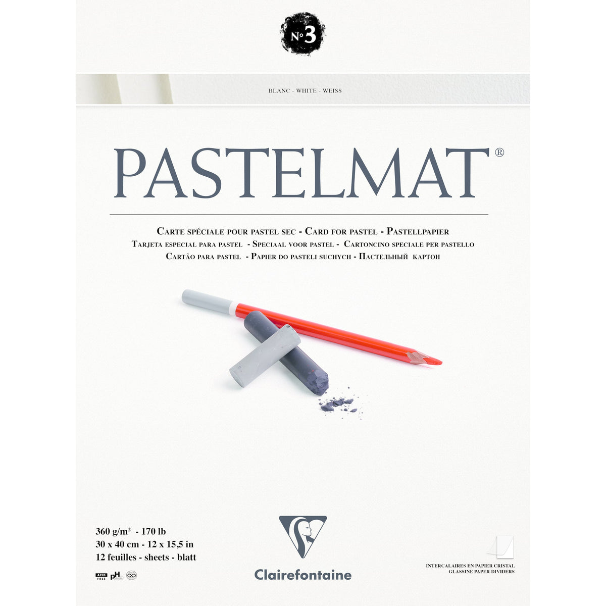 Bloc pastel Clairefontaine Pastelmat nr. 3 360 g 12 file x 30 cm lipit – 40