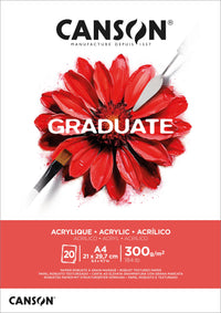 Bloc pentru acrilic Canson Graduate 300 g 20 file A4 lipit