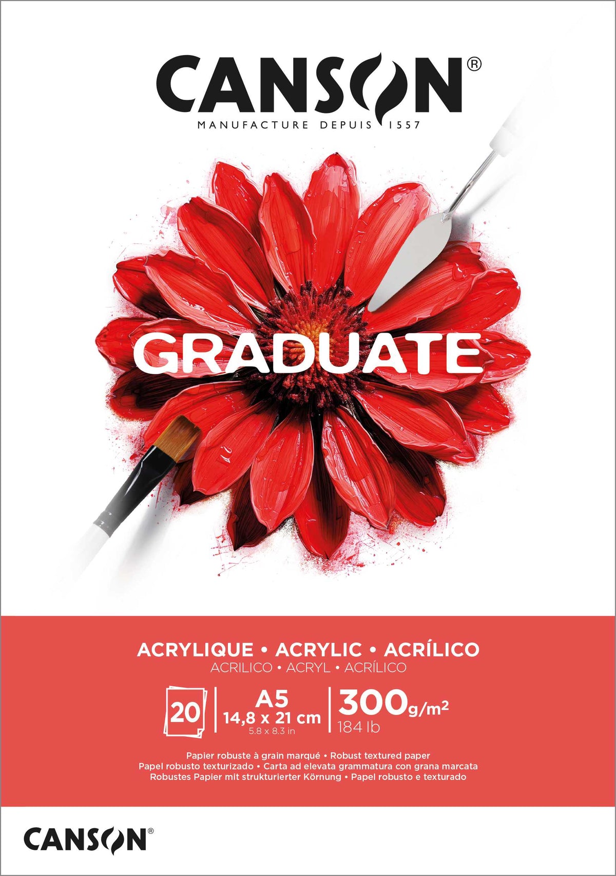 Bloc pentru acrilic CANSON Graduate 300 g/m² - 20 file, A5