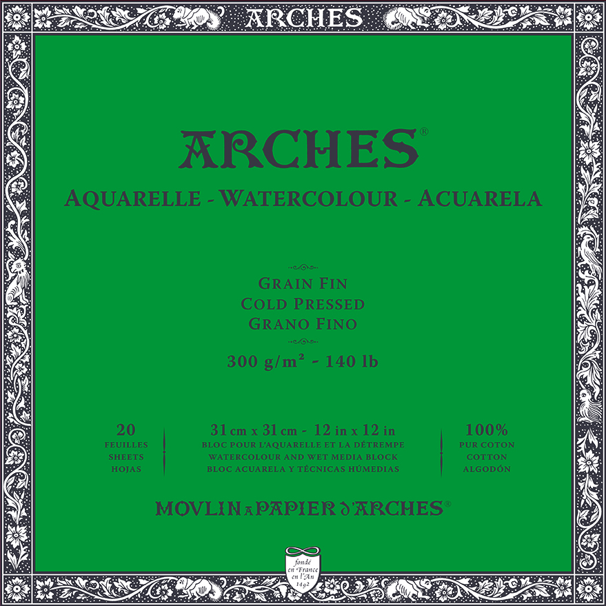 Bloc pentru acuarelă ARCHES CP alb natural 300 g/m² – 20 file