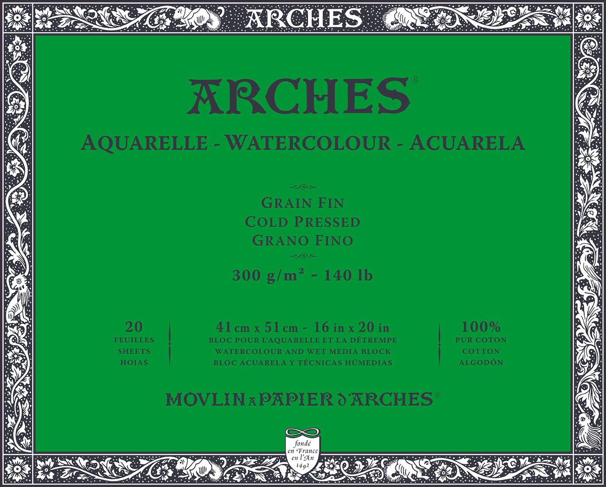 Bloc pentru acuarelă ARCHES CP alb natural 300 g/m² – 20 file