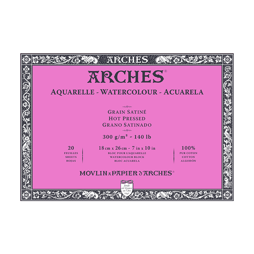 Bloc pentru acuarelă ARCHES HP alb natural 300 g/m² – 20 file
