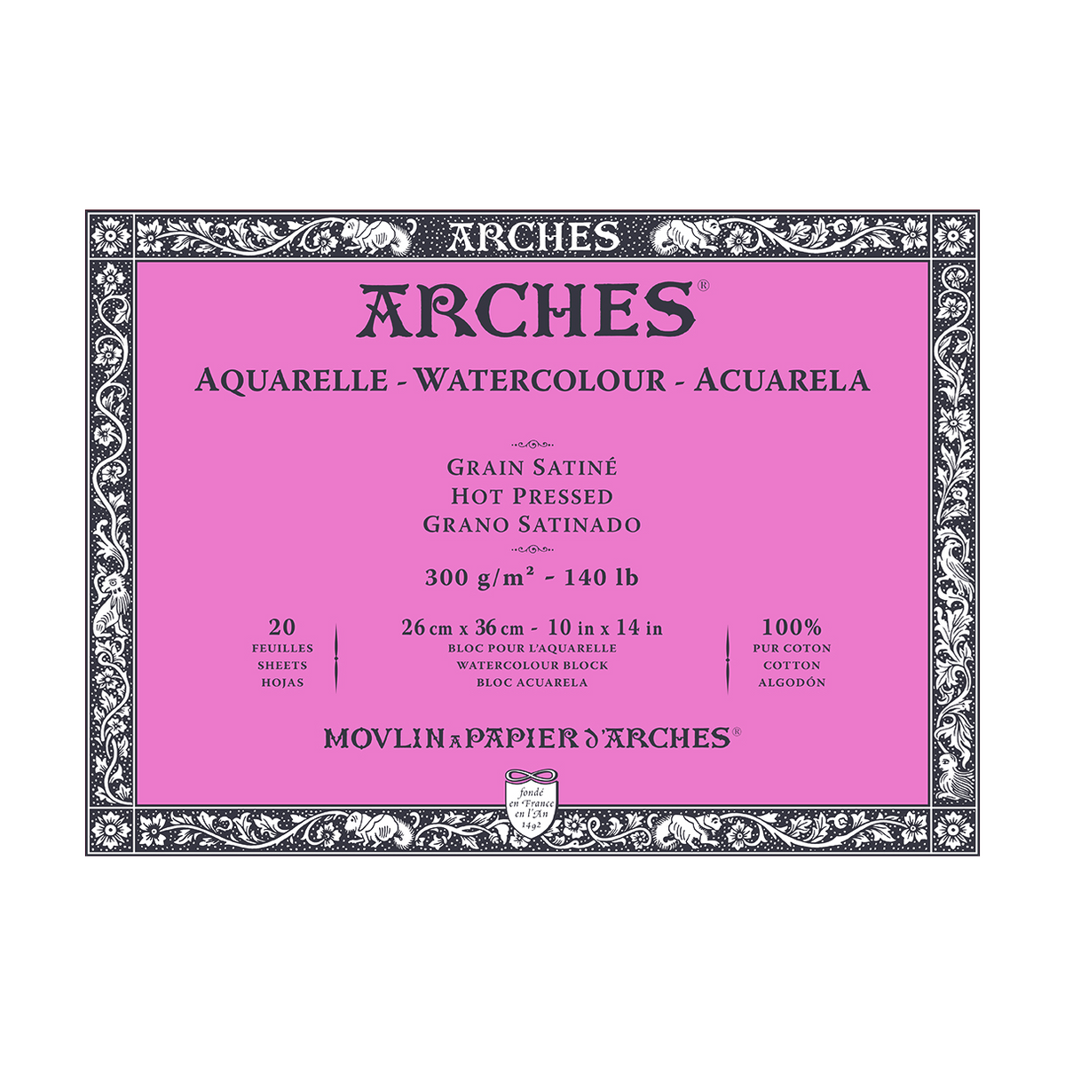 Bloc pentru acuarelă ARCHES HP alb natural 300 g/m² – 20 file