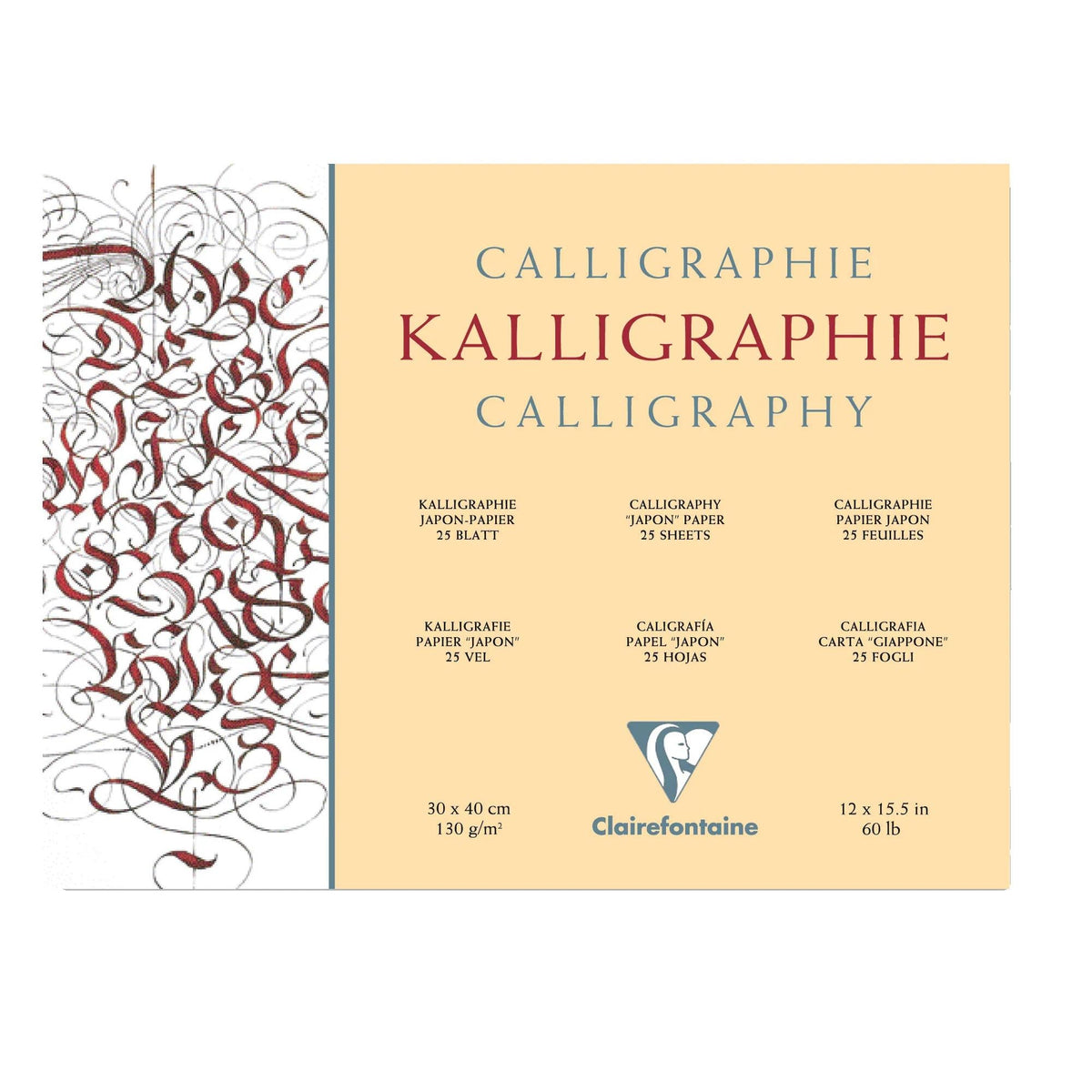 Bloc pentru caligrafie CLAIREFONTAINE Ivory 130 g 25 file – 24 x 30 cm