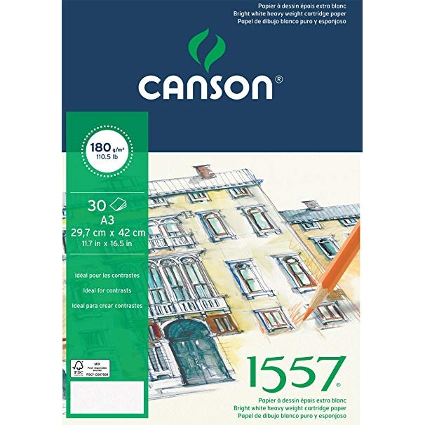 Bloc pentru schițe CANSON 1557 granulație fină 180 g/m² - A5, 30 file, lipit