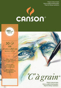 Bloc pentru schițe CANSON C a grain 180 g - 30 file, A4, granulație fină, lipit