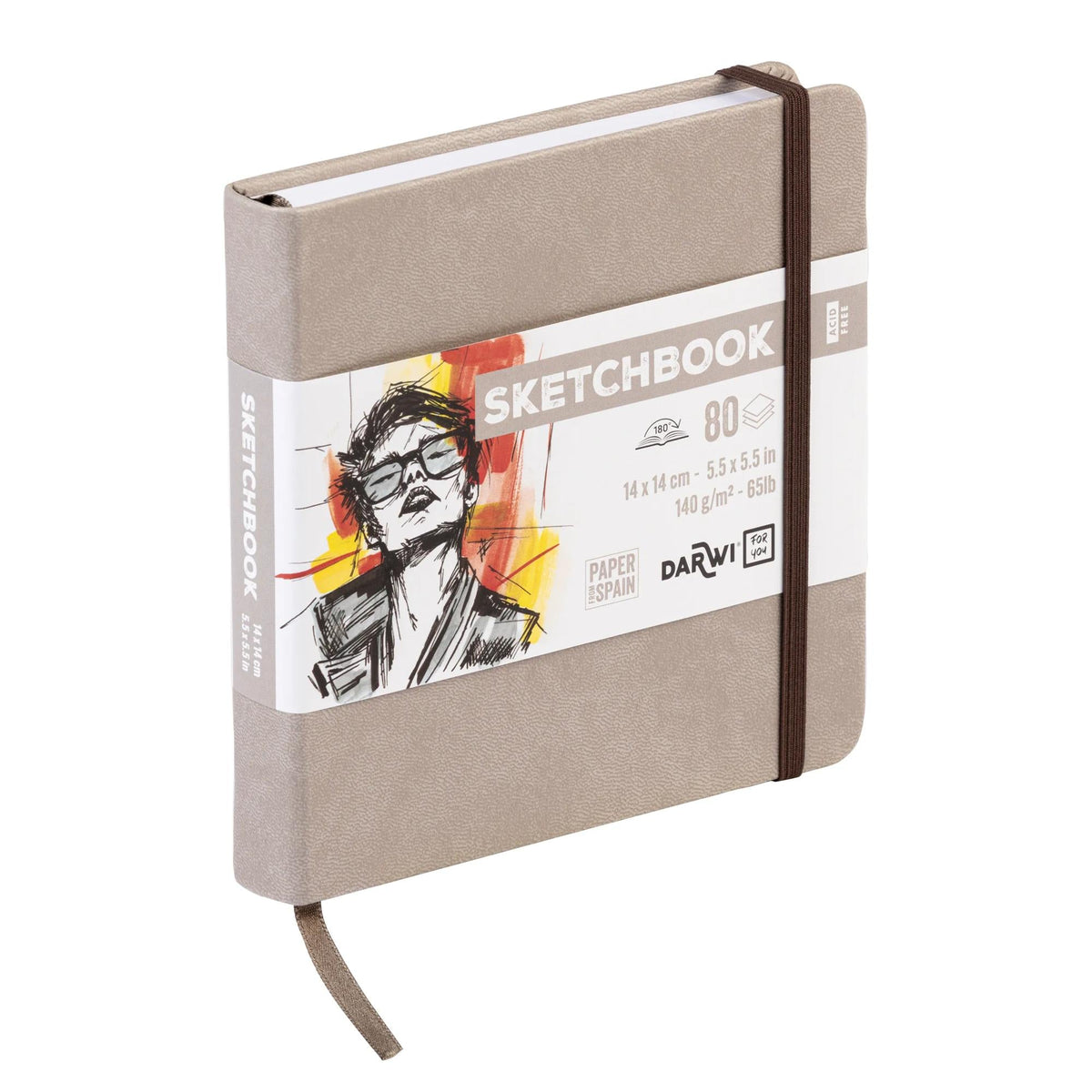 Bloc pentru schițe DARWI Taupe 14 x 14 cm 140 g 80 file