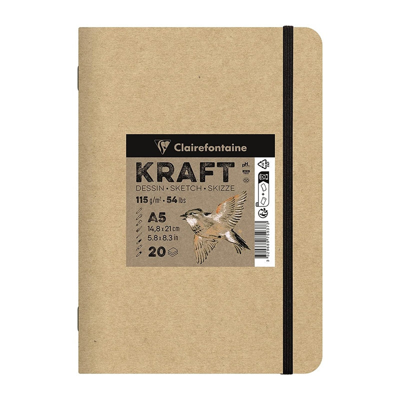Blok hârtie kraft CLAIREFONTAINE 115 g/m² – A5 – A4, 20 file