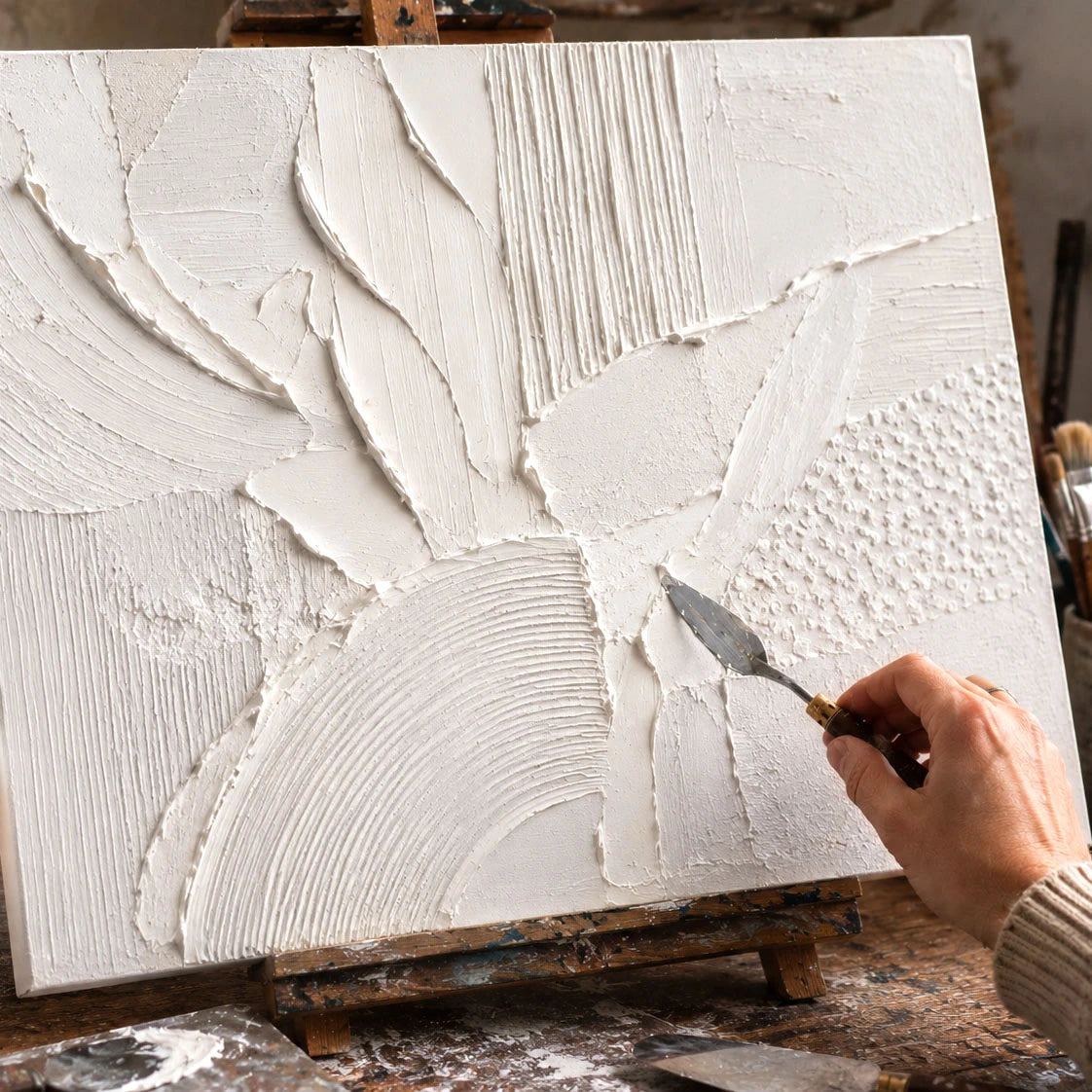 Tablou abstract texturat creat cu pastă de modelare ARTMIE Butter Fine