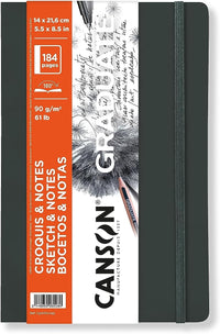 Caiet de schițe Canson Graduate Art Book 90 g/m² 184 file 14 x 21,6 cm copertă broșată Dark Grey